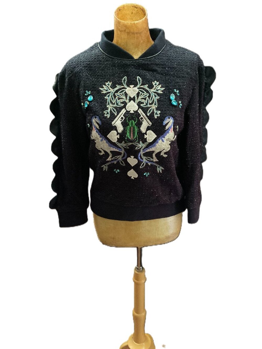 Three Floor Unique Embroidered Dino Sweater